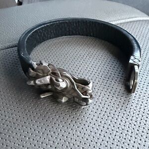 John Hardy leather and sterling silver bracelet